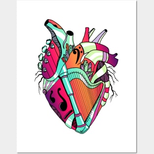 Blue Red Blend No 2 Musical Heart Posters and Art
